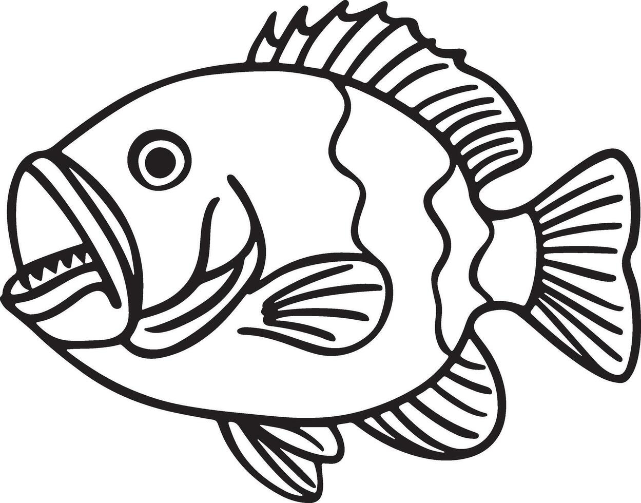 Line Artwork of crappie fish vector