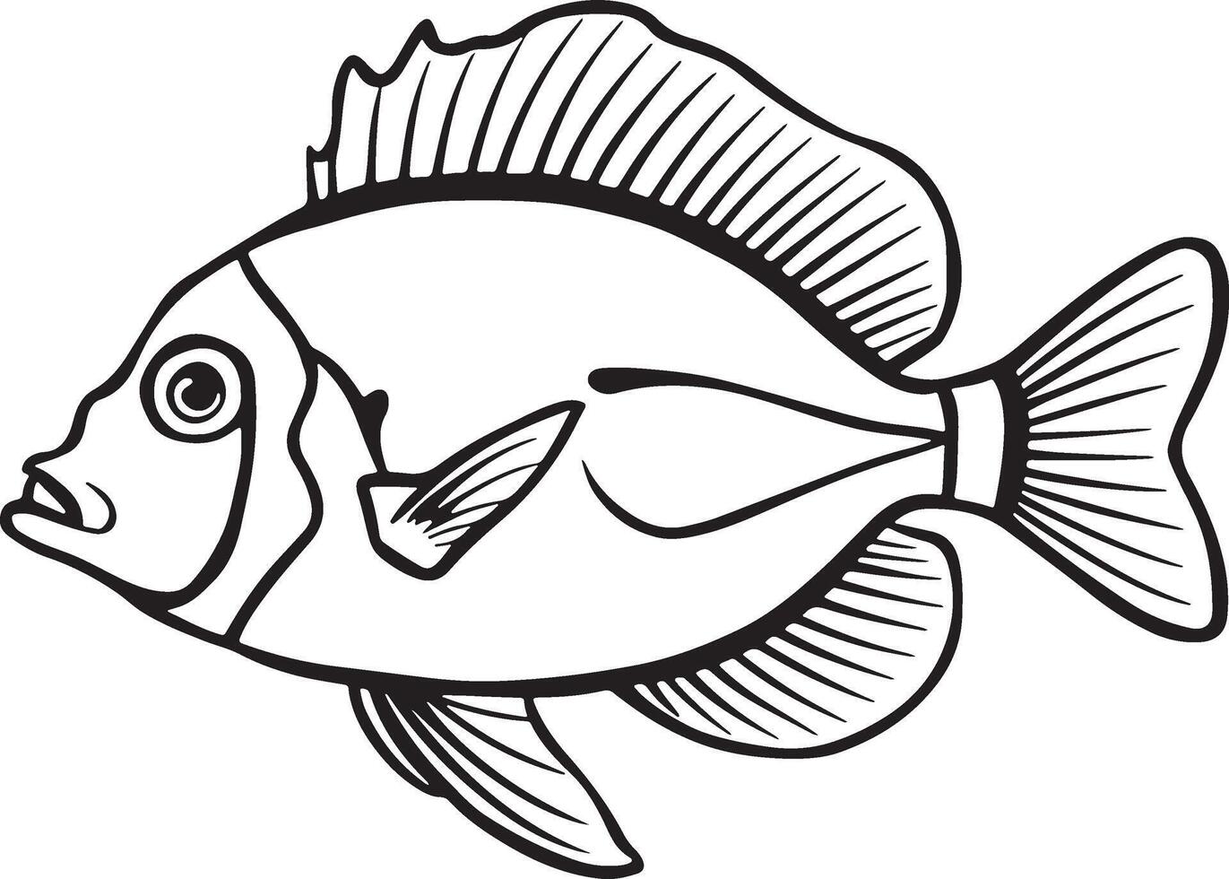 Line Artwork of tang fish vector