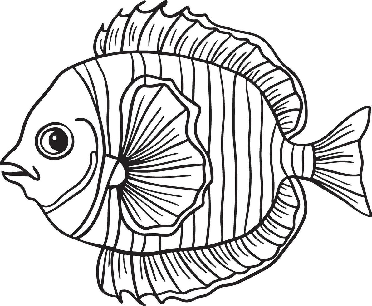 Line Artwork of lantern fish vector