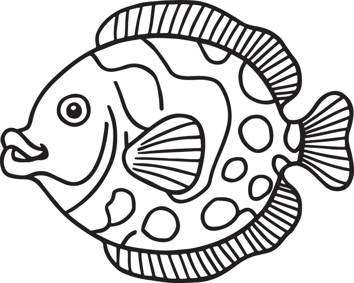 Line Artwork of remora fish vector