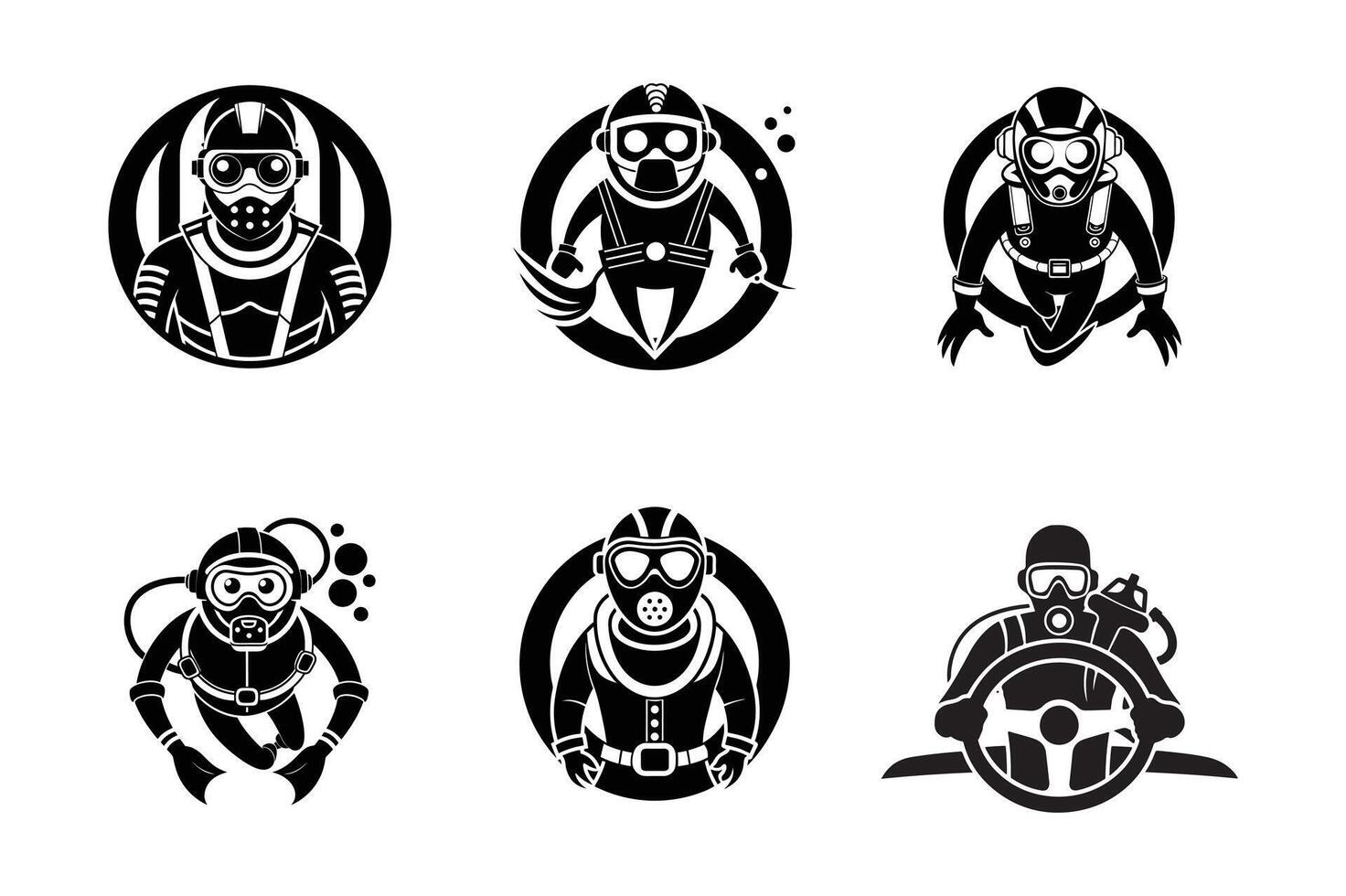 set of scuba drivers illustration design black and white vector
