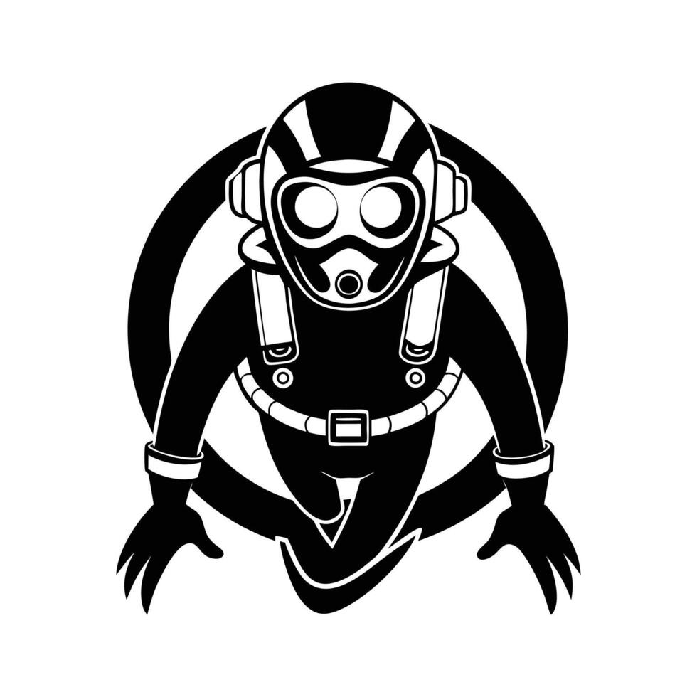 scuba driver illustration design black and white vector