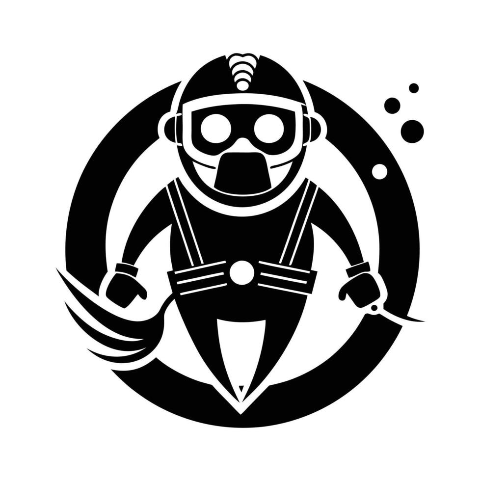 scuba driver illustration design black and white vector