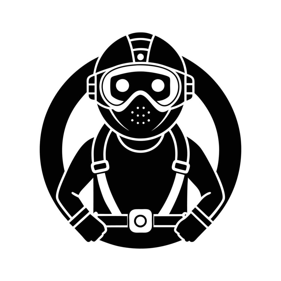 scuba driver illustration design black and white vector