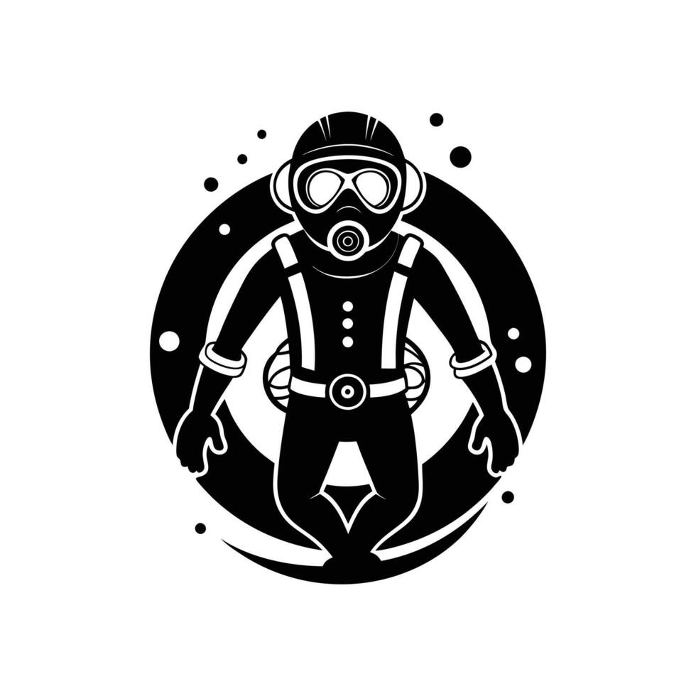scuba driver illustration design black and white vector