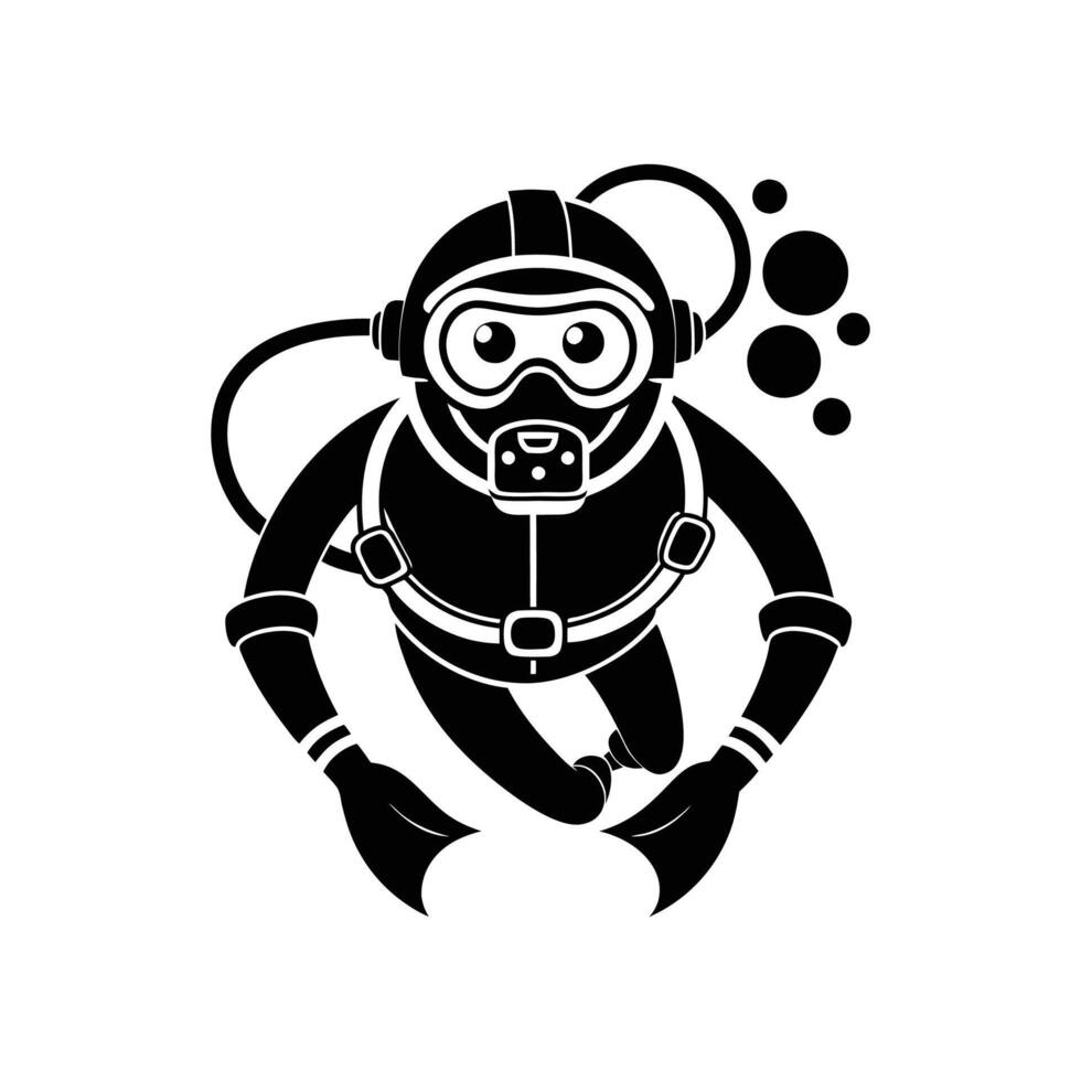 scuba driver illustration design black and white vector