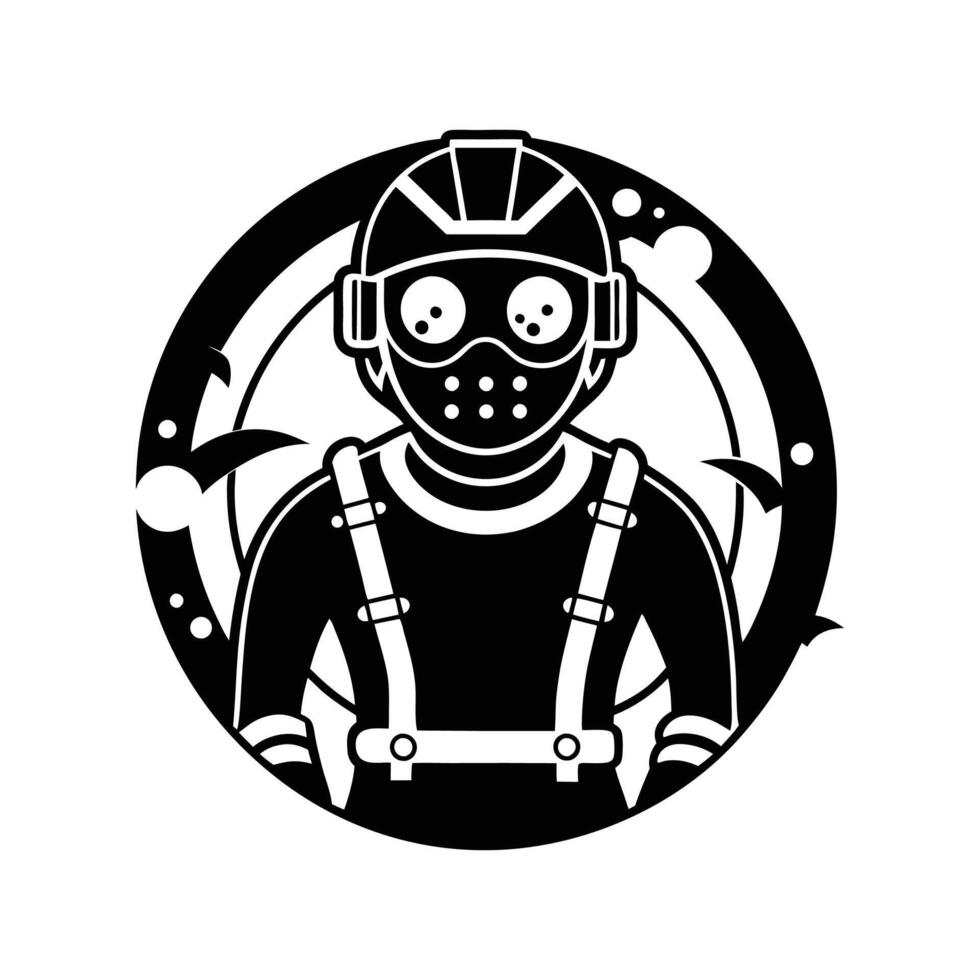 scuba driver illustration design black and white vector