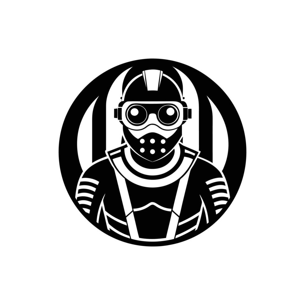 scuba driver illustration design black and white vector