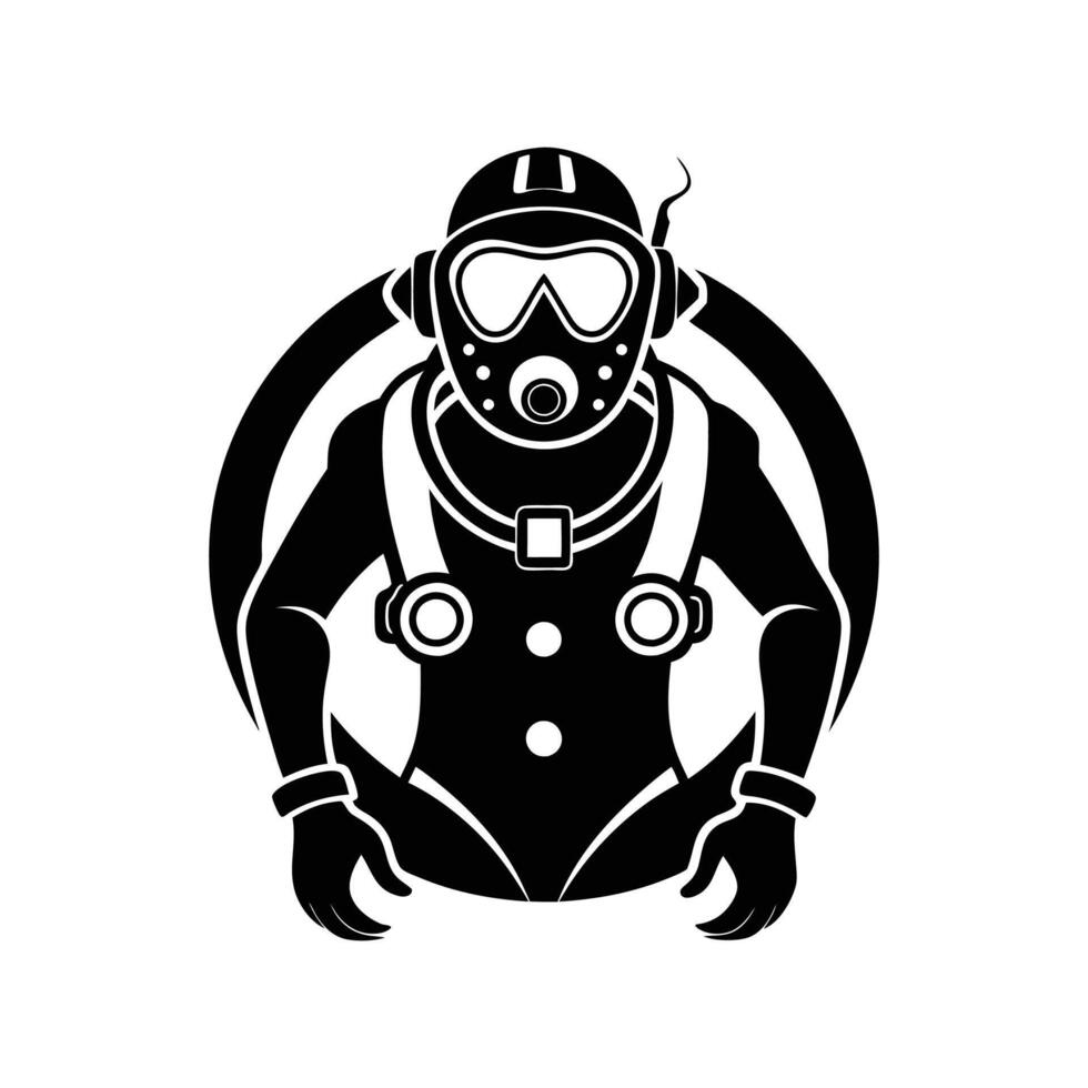 scuba driver illustration design black and white vector