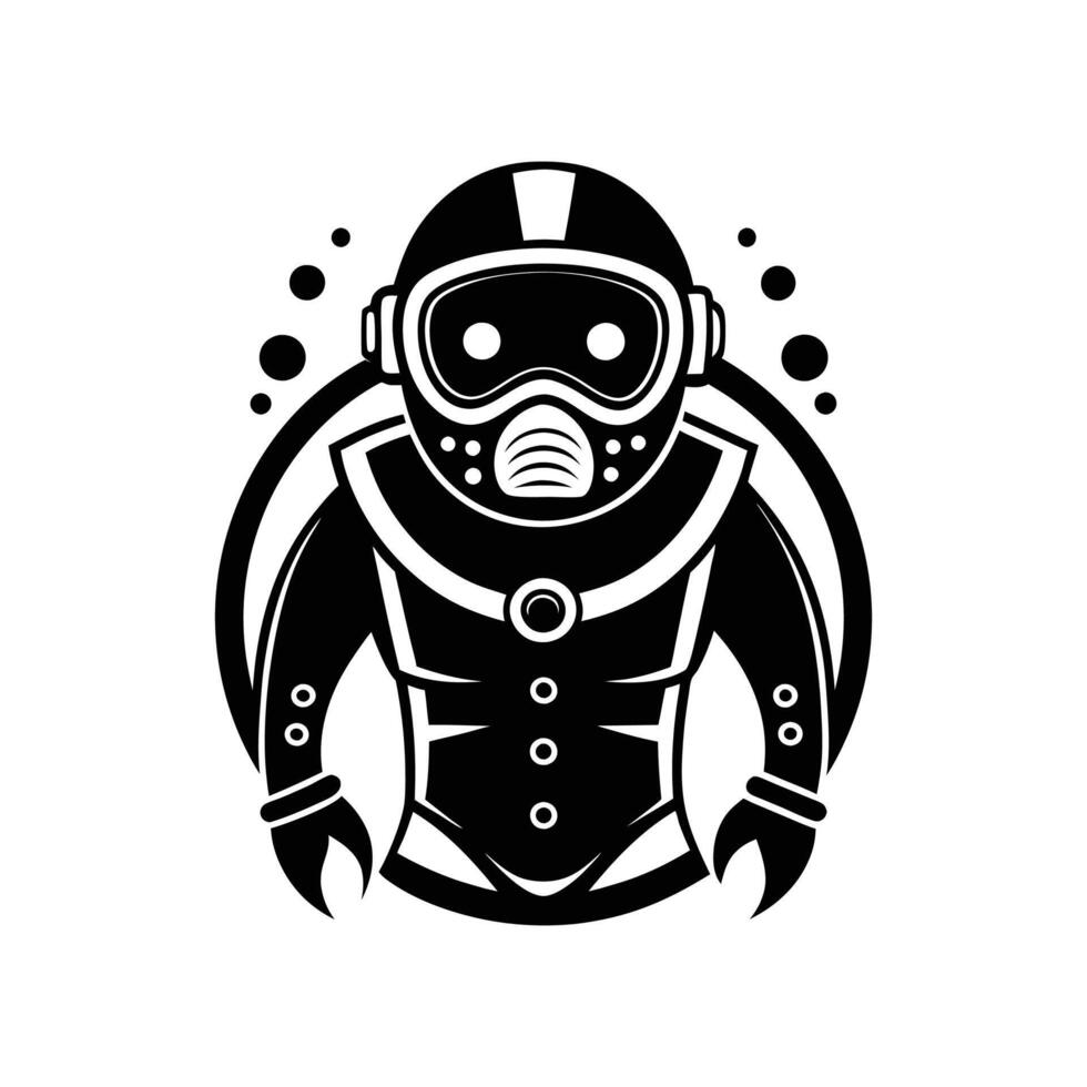 scuba driver illustration design black and white vector
