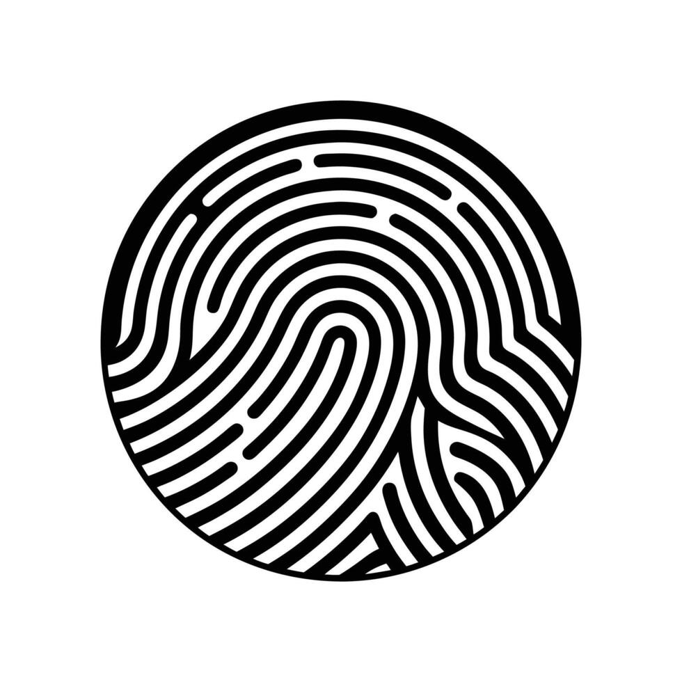 biometric Fringer print logo design black and white vector