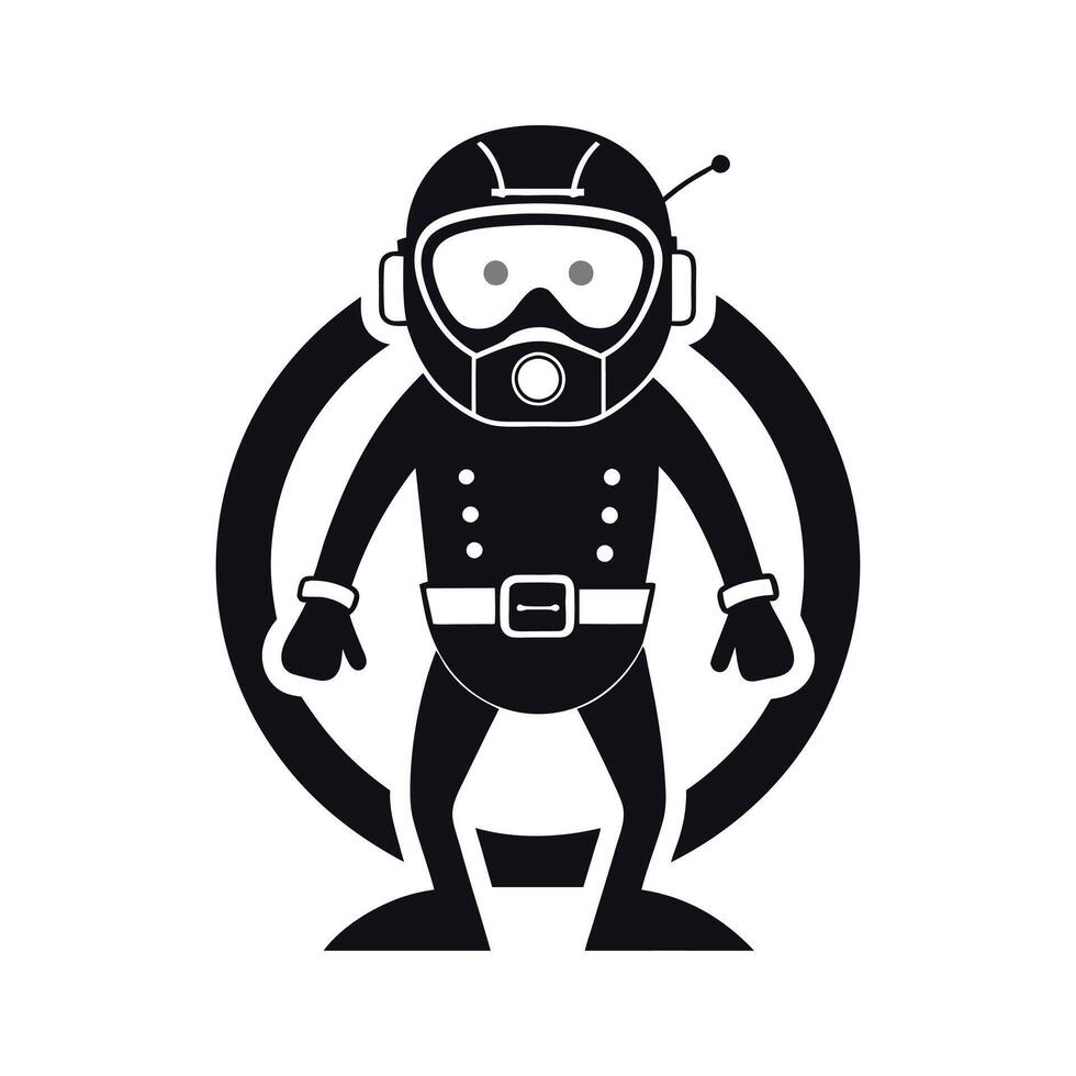 scuba driver illustration design black and white vector