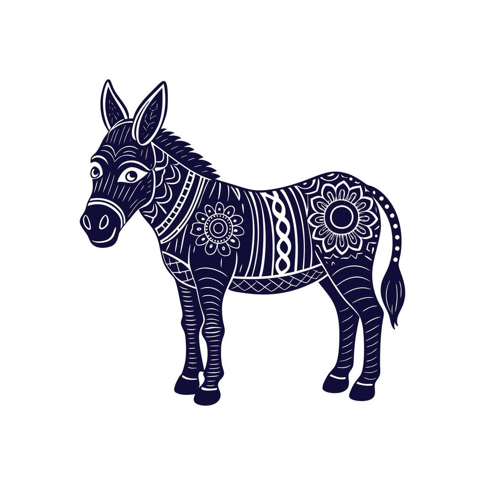 donkey silhouettes Clip art isolated illustration on a white background vector