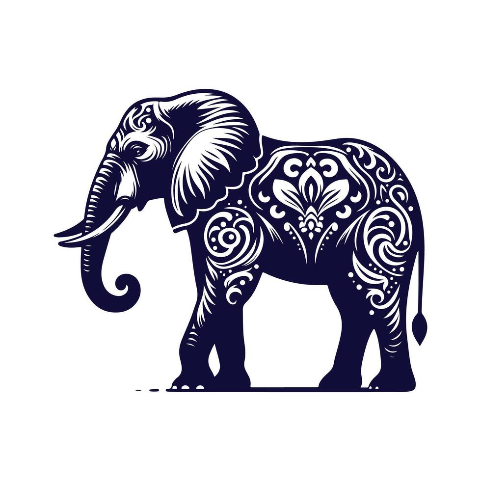 Elephant silhouettes Clip art isolated illustration on a white background vector