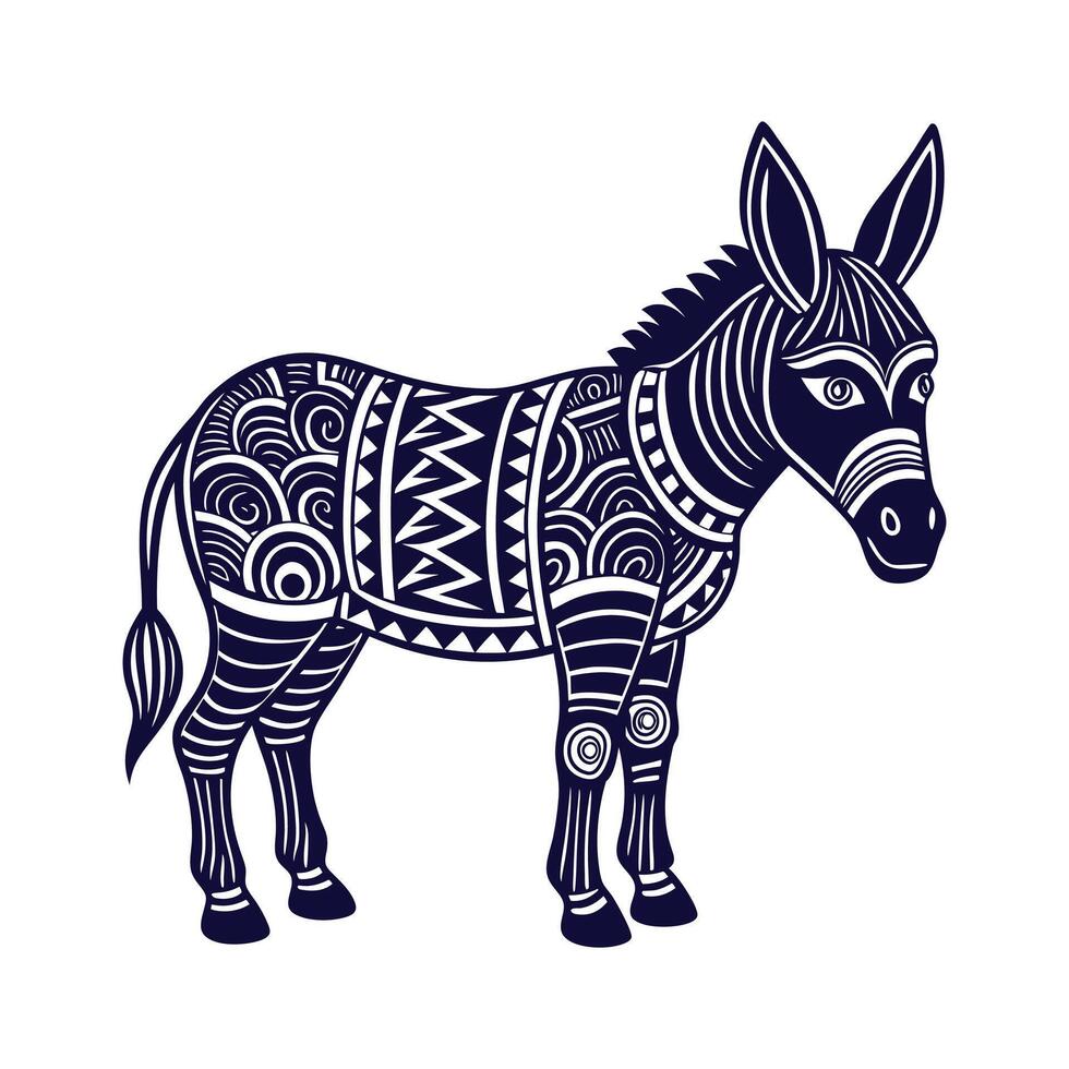 donkey silhouettes Clip art isolated illustration on a white background vector