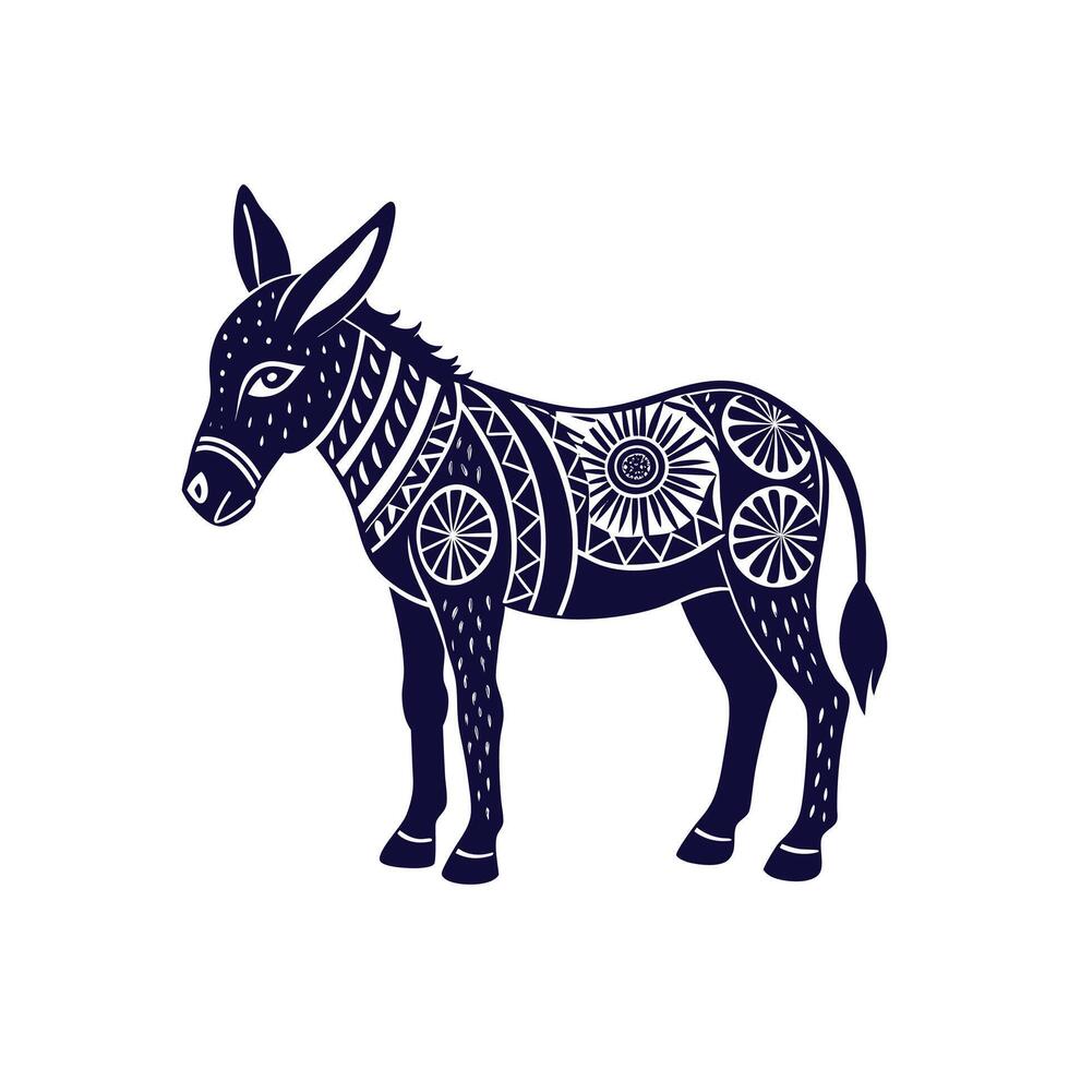 donkey silhouettes Clip art isolated illustration on a white background vector