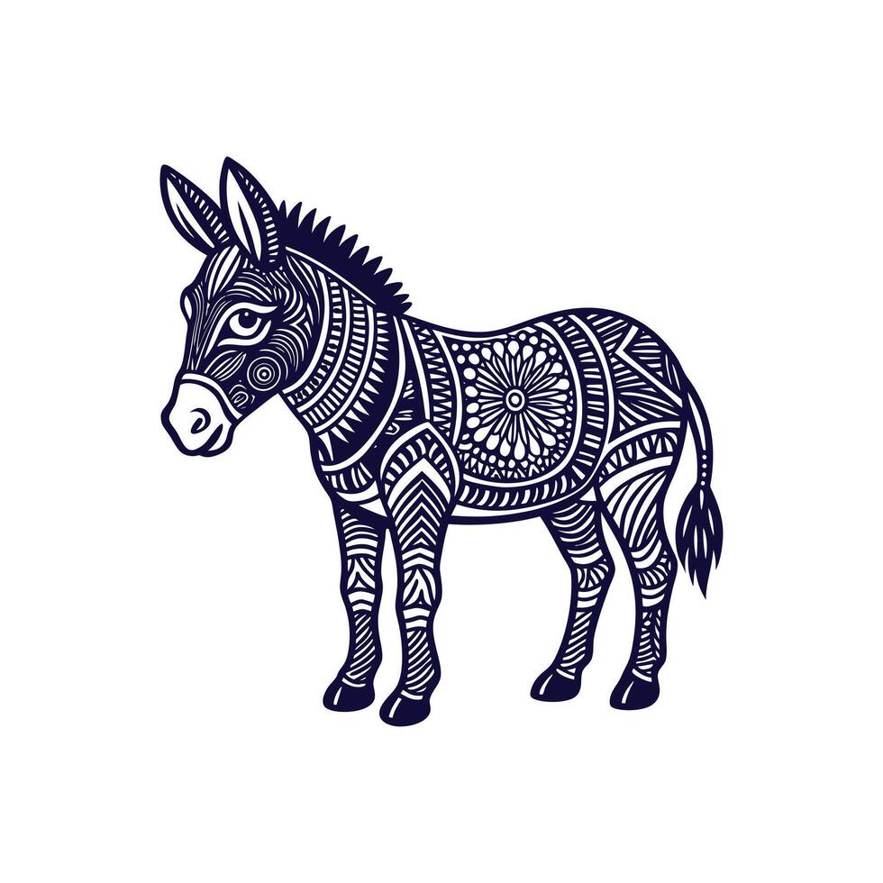 donkey silhouettes Clip art isolated illustration on a white background vector