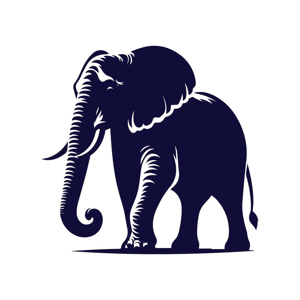Elephant silhouettes Clip art isolated illustration on a white background vector