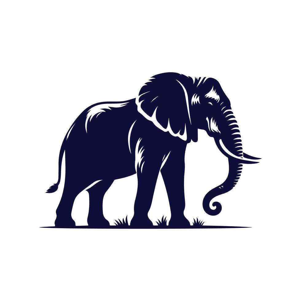 Elephant silhouettes Clip art isolated illustration on a white background vector