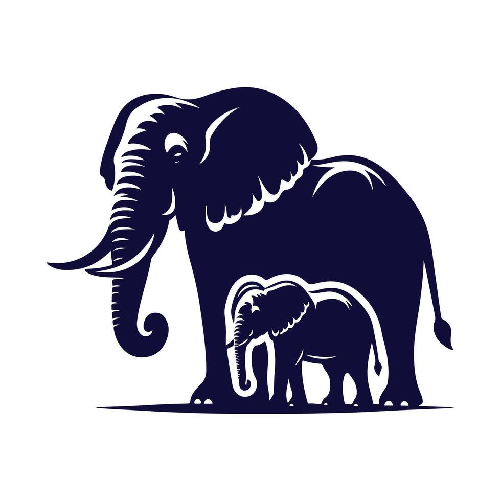 Elephant silhouettes Clip art isolated illustration on a white background vector
