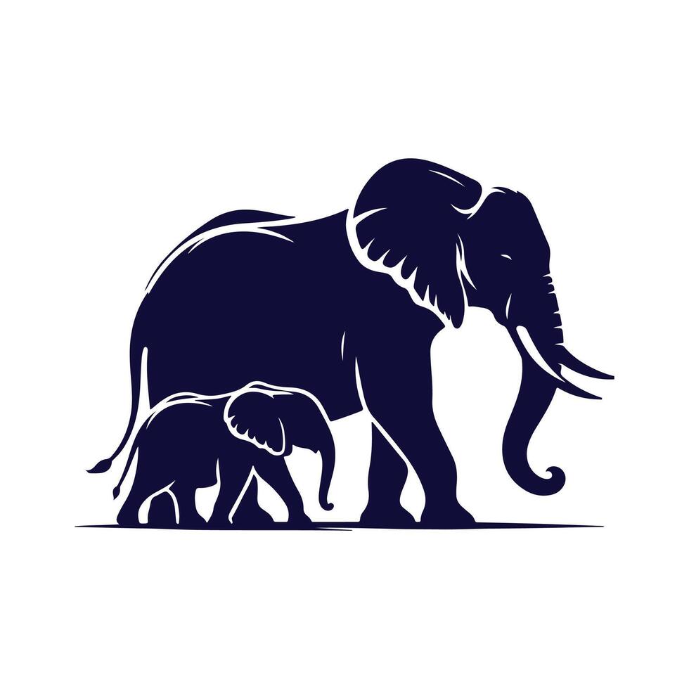 Elephant silhouettes Clip art isolated illustration on a white background vector
