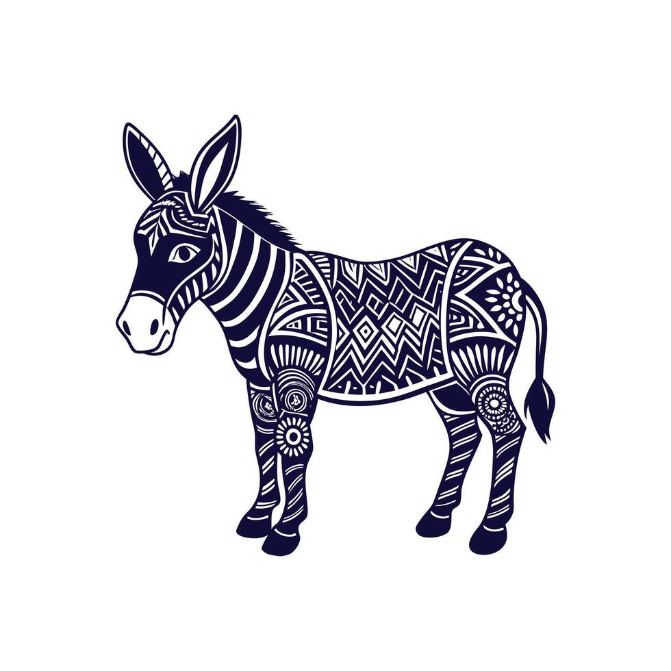donkey silhouettes Clip art isolated illustration on a white background vector