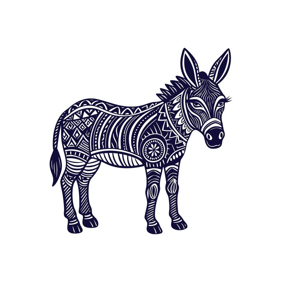 donkey silhouettes Clip art isolated illustration on a white background vector