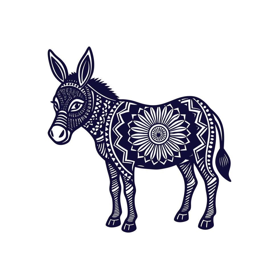 donkey silhouettes Clip art isolated illustration on a white background vector