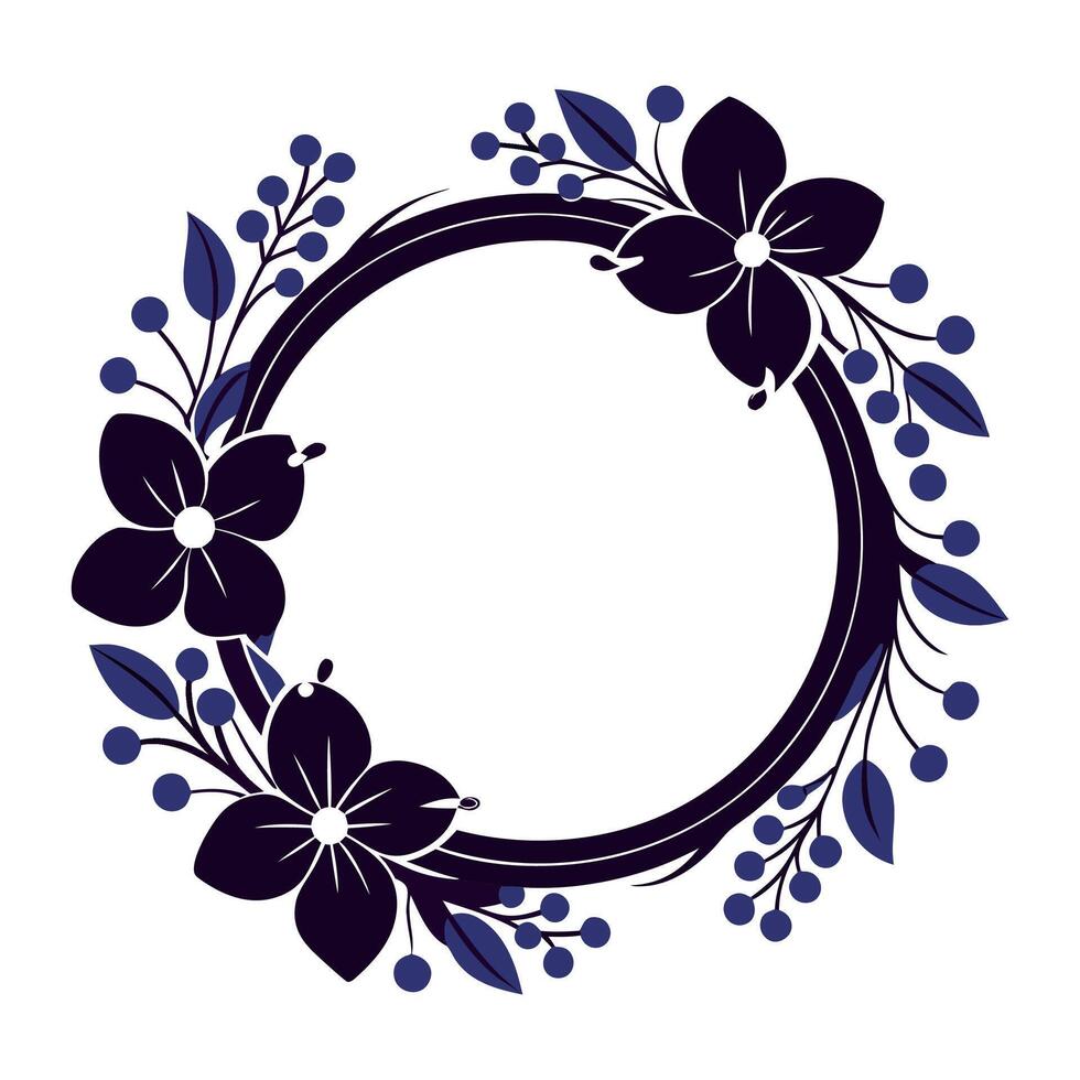 floral frame with flowers and leaves on a white background vector