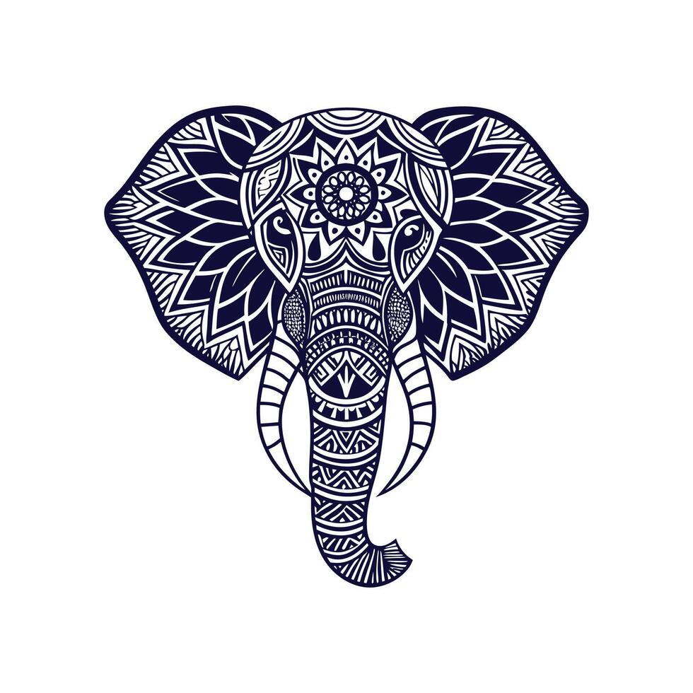 Elephant mandala Clip art isolated illustration on a white background vector