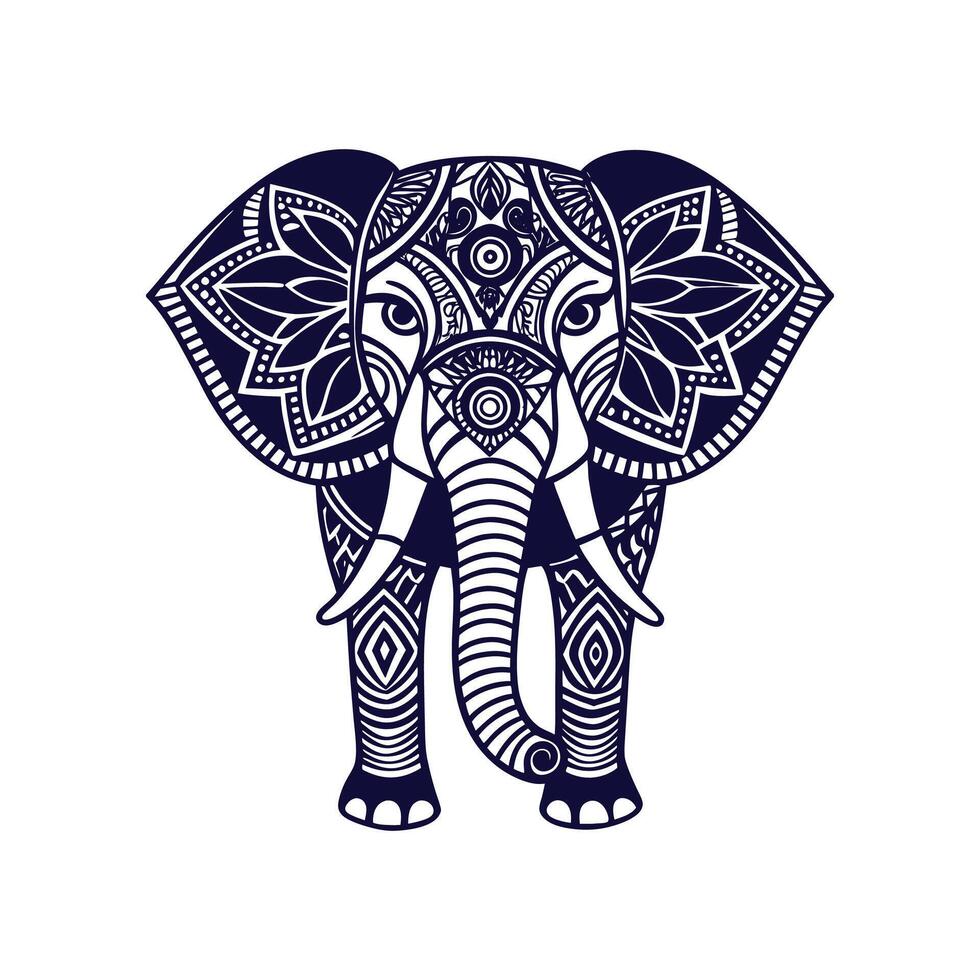Elephant mandala Clip art isolated illustration on a white background vector
