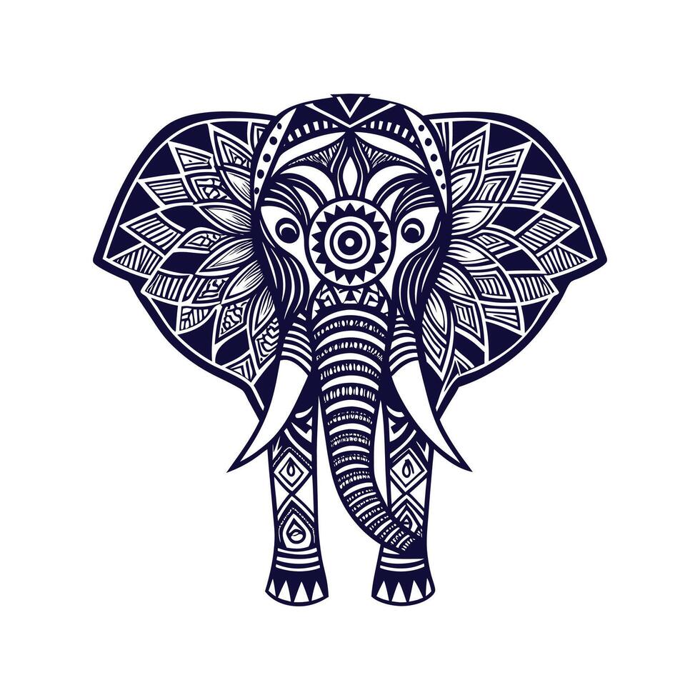 Elephant mandala Clip art isolated illustration on a white background vector