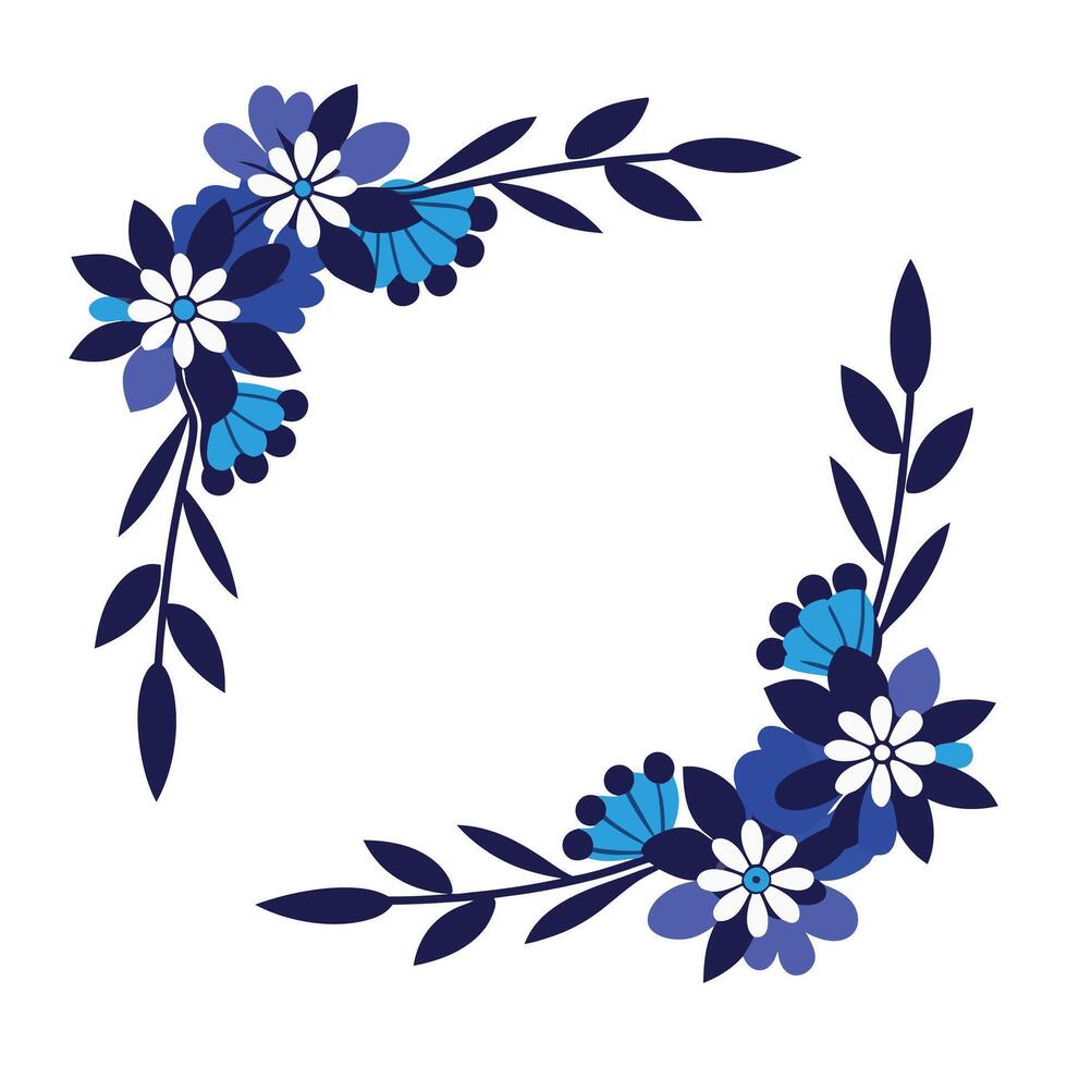 floral frame with flowers and leaves on a white background vector
