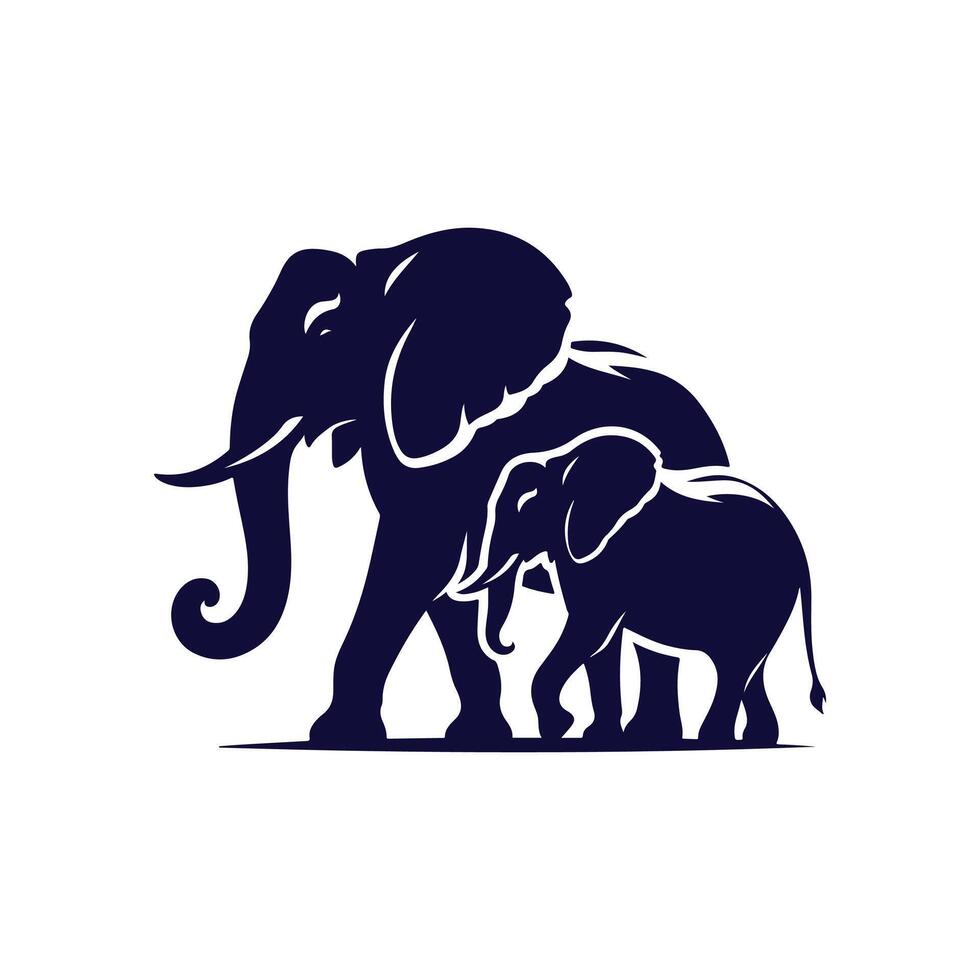 Elephant silhouettes Clip art isolated illustration on a white background vector