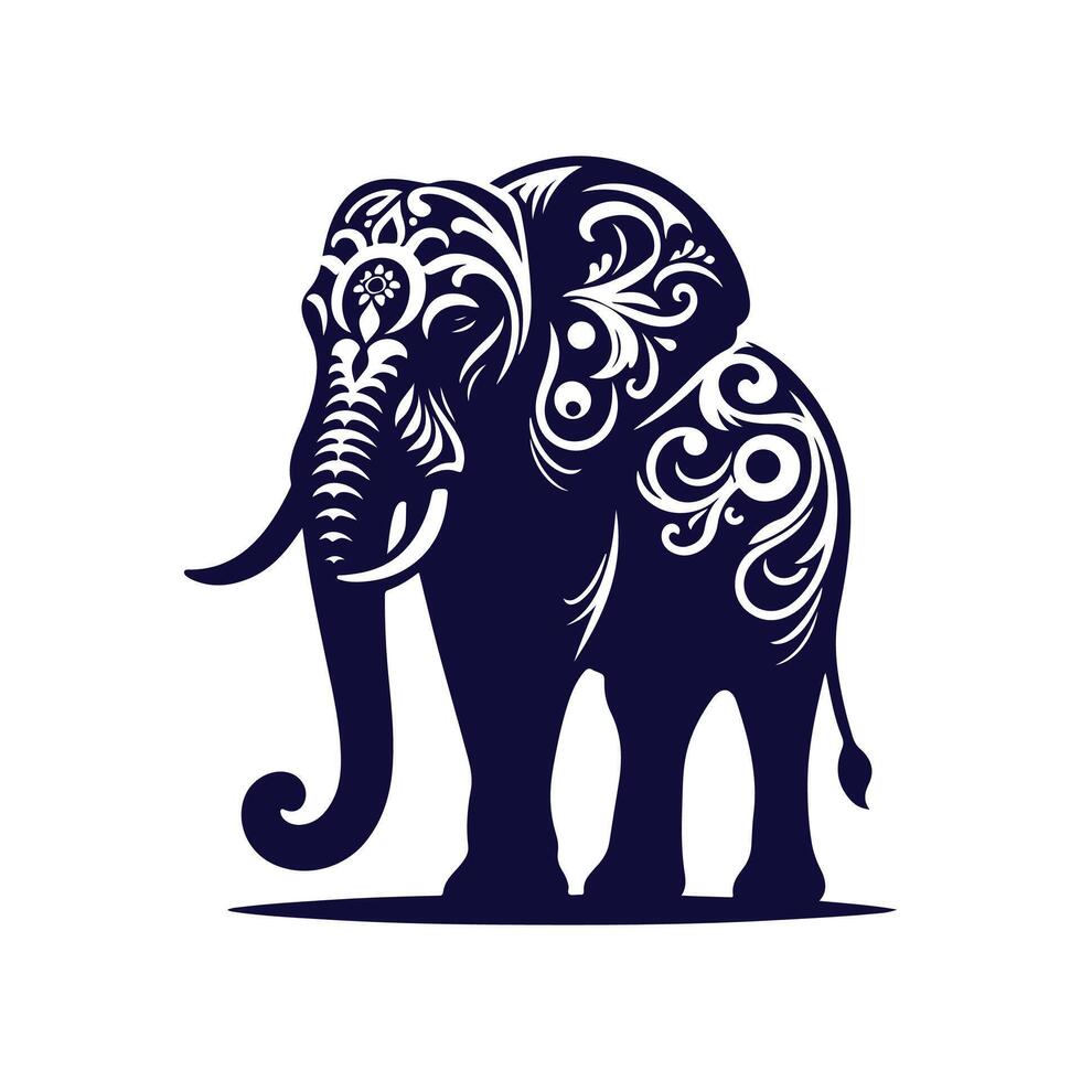 Elephant silhouettes Clip art isolated illustration on a white background vector