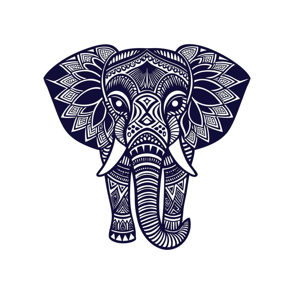 Elephant mandala Clip art isolated illustration on a white background vector