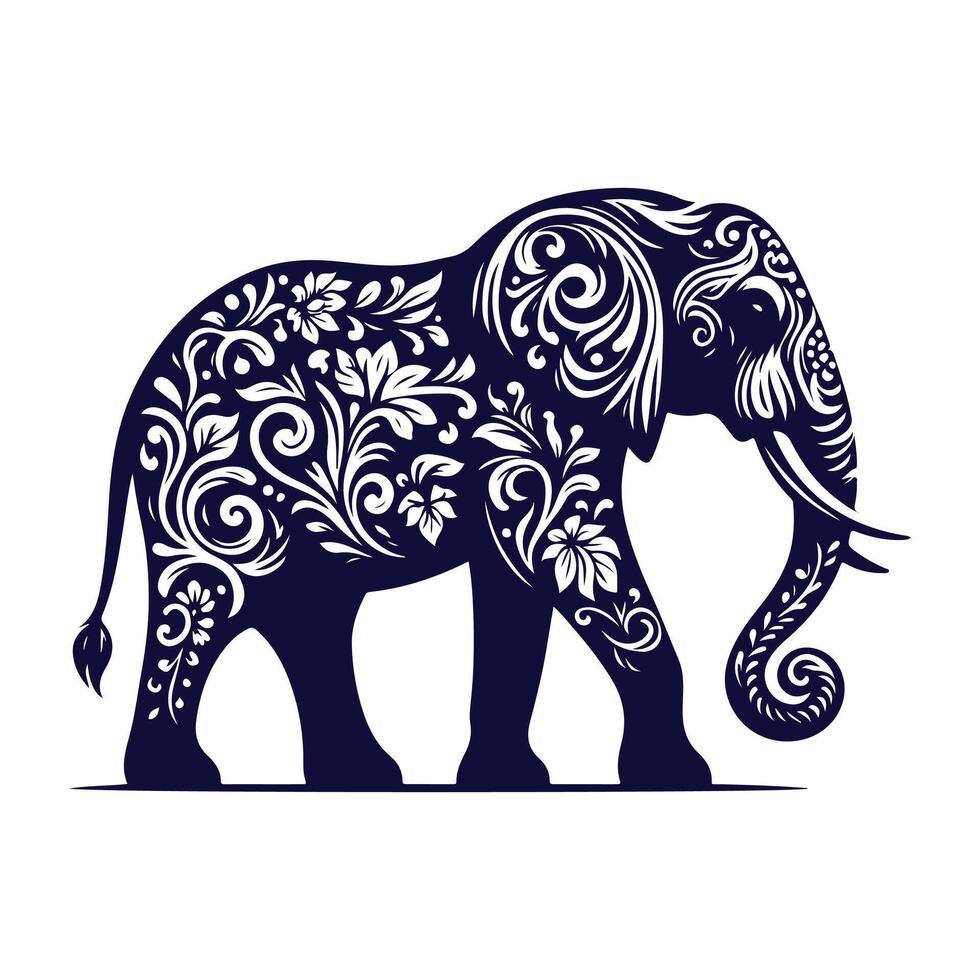 Elephant silhouettes Clip art isolated illustration on a white background vector