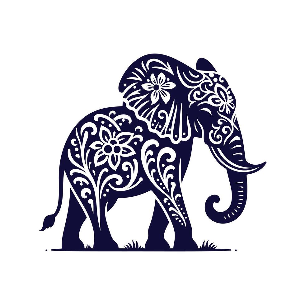Elephant silhouettes Clip art isolated illustration on a white background vector