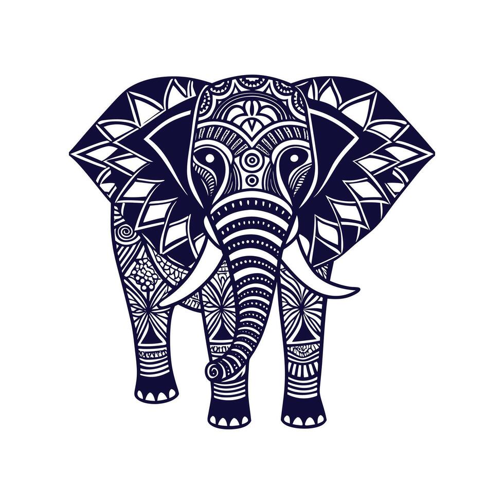 Elephant mandala Clip art isolated illustration on a white background vector