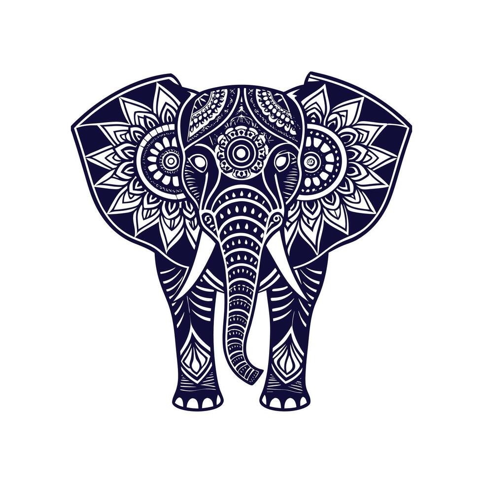 Elephant mandala Clip art isolated illustration on a white background vector