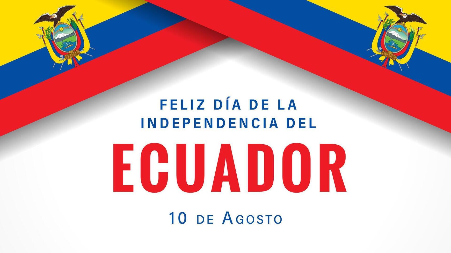 Happy Independence Day of Ecuador, August 10 greeting card design with 3D flag frame vector