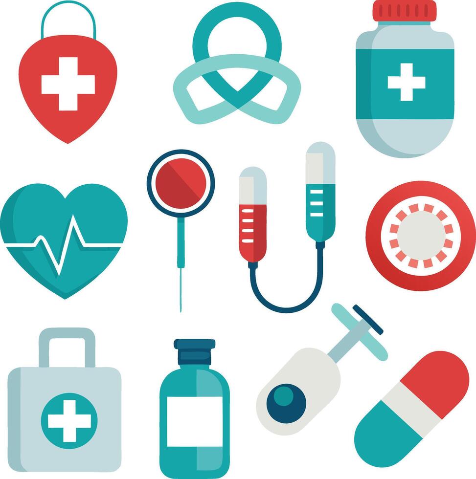 Set of medical instrument icon design vector