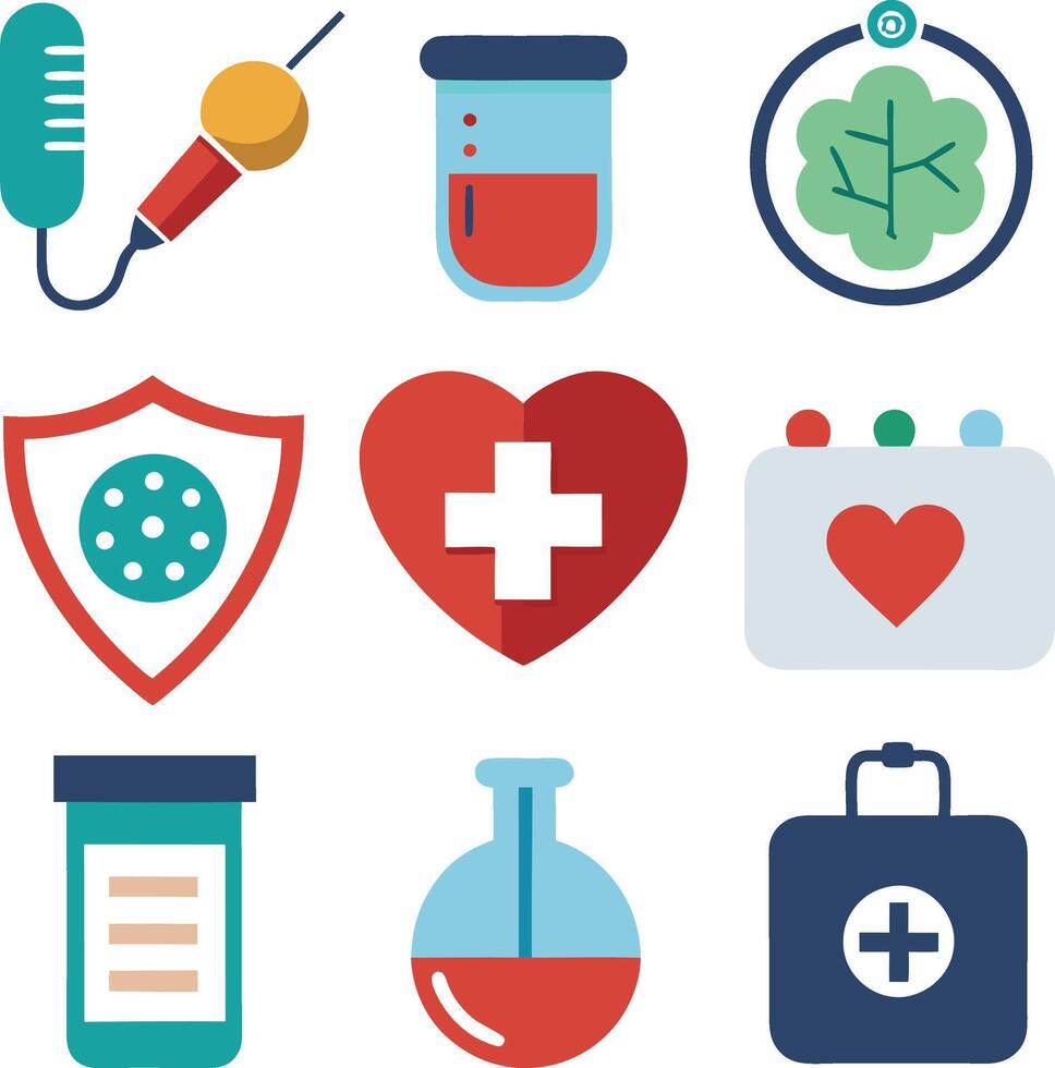 Set of medical instrument icon design vector