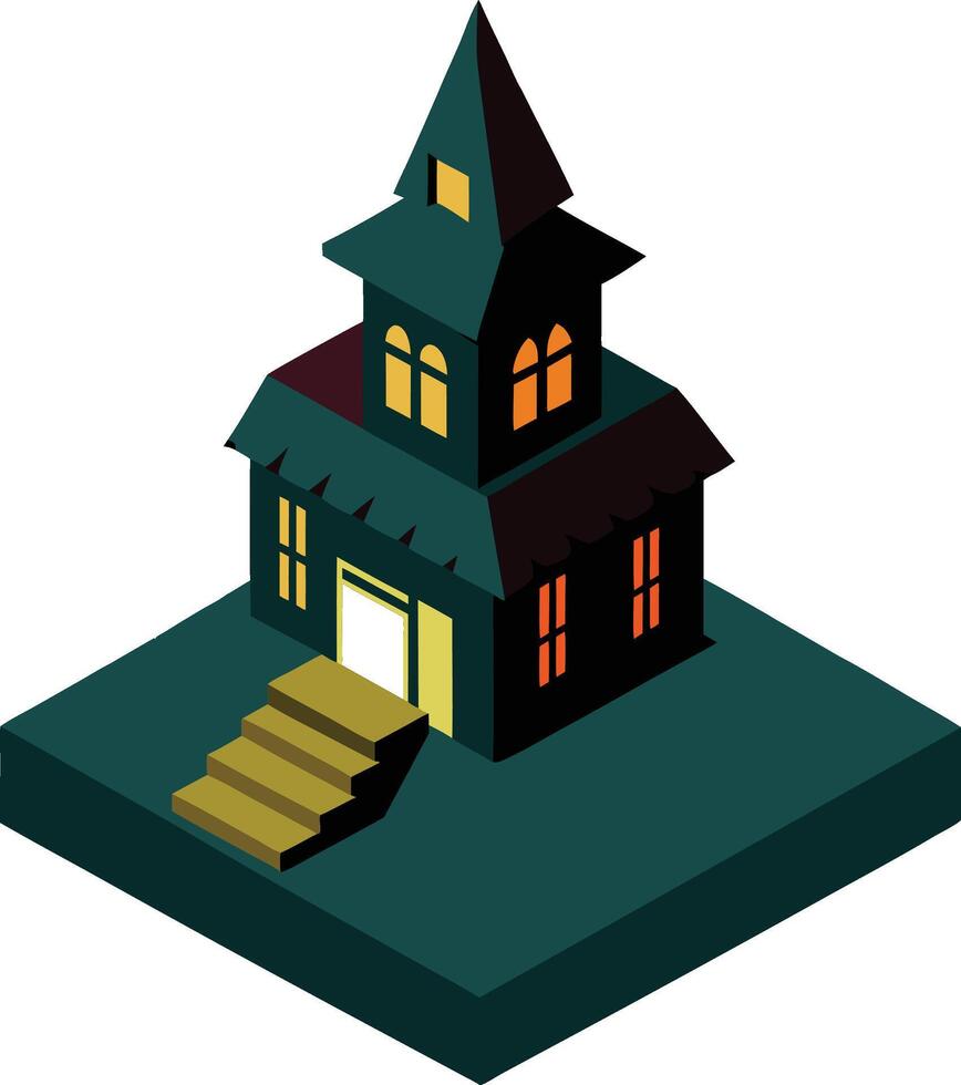 isometric illustration of a Halloween house vector