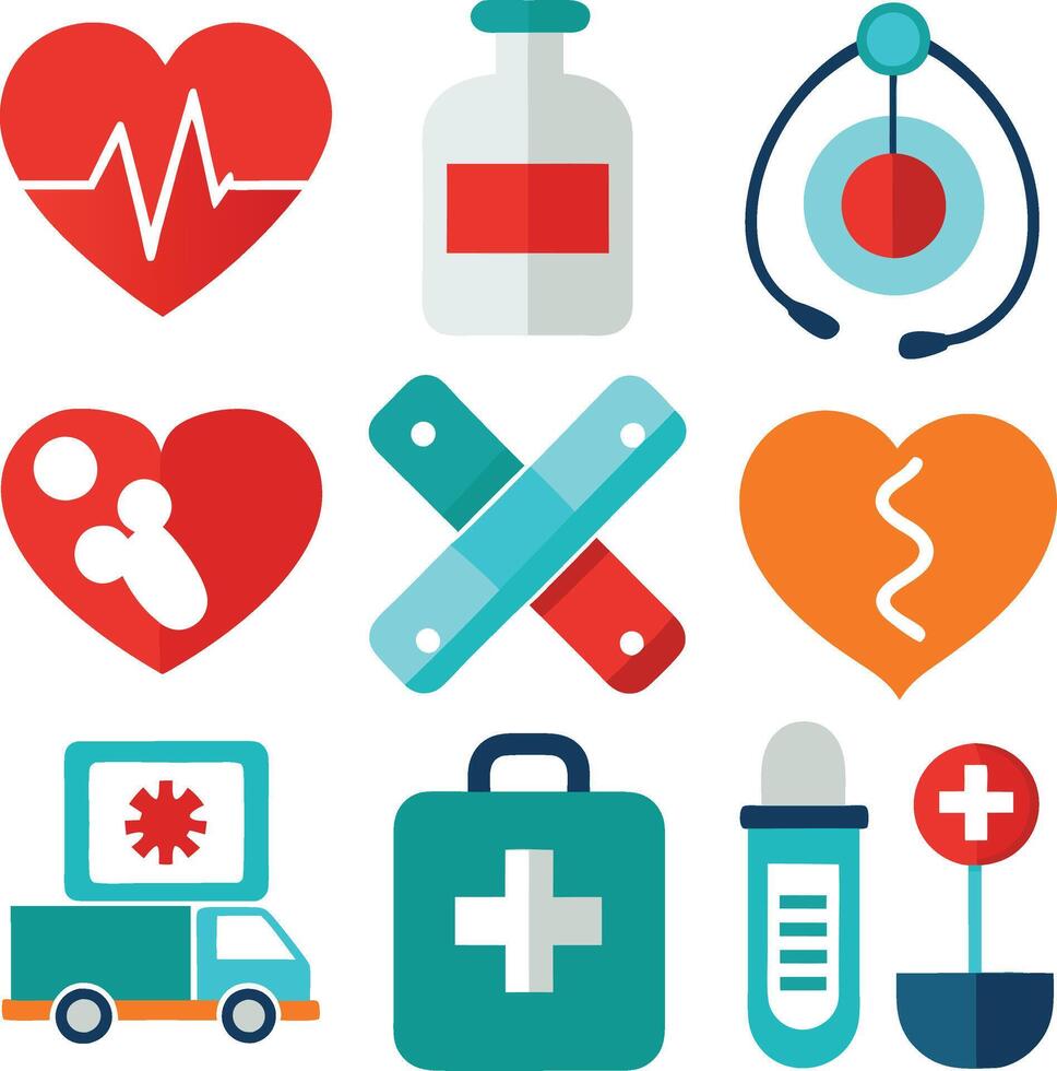 Set of medical instrument icon design vector