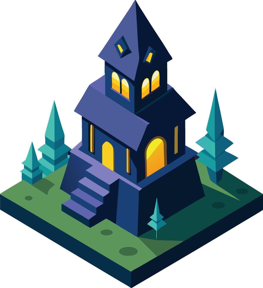 isometric illustration of a Halloween house vector