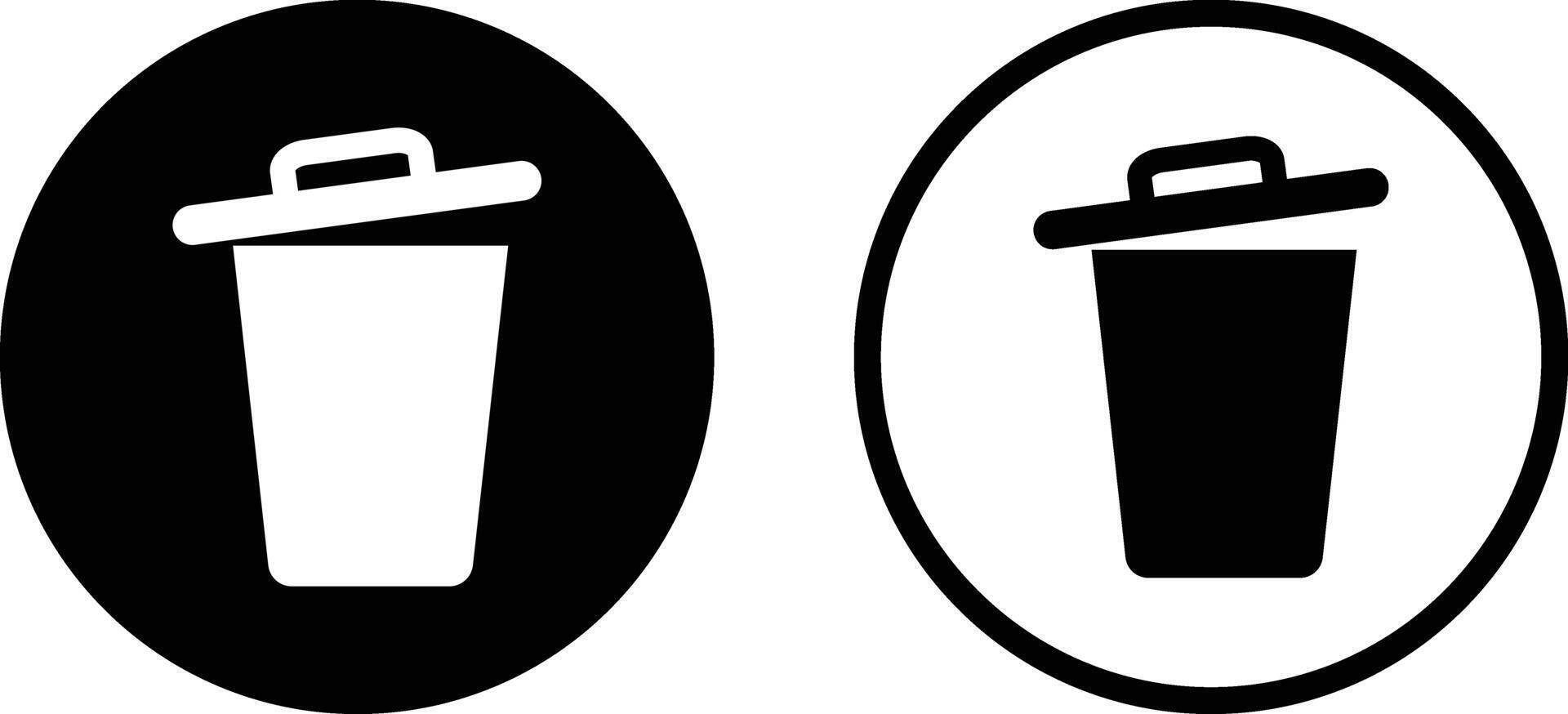 Trash icon set in two styles isolated on white background . Trash bin icon . Garbage bin icon vector