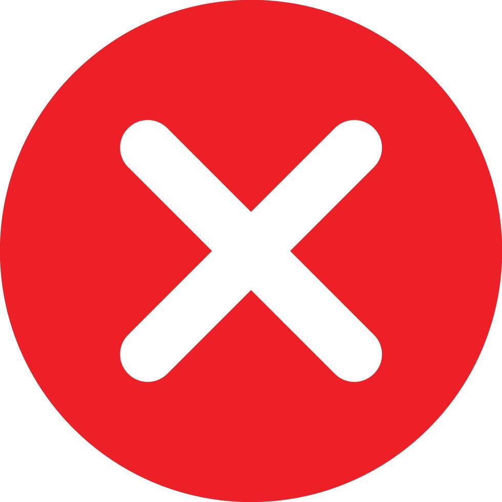 Red close icon . Red delete icon . Remove symbol . Decline sign . Cancel icon vector