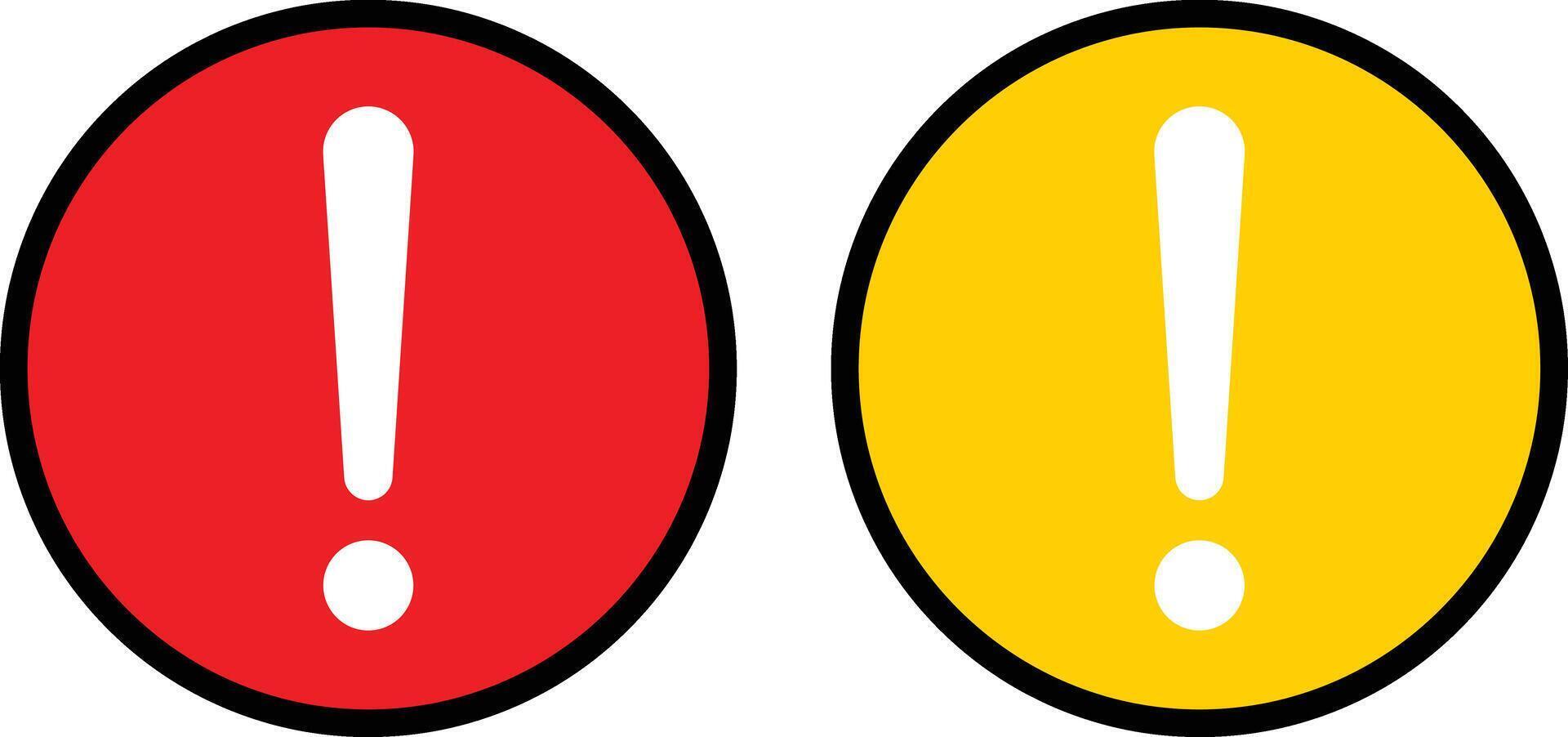Red and yellow exclamation circle icon set . Warning attention sign with exclamation mark sign . illustration vector