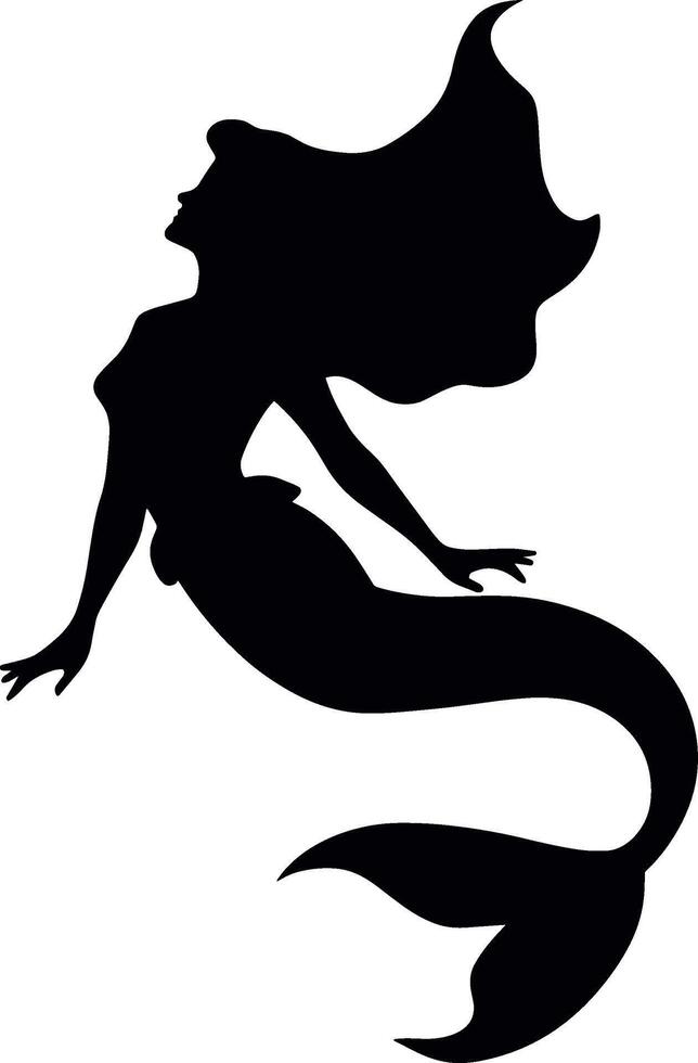 Swimming Mermaid Silhouette vector